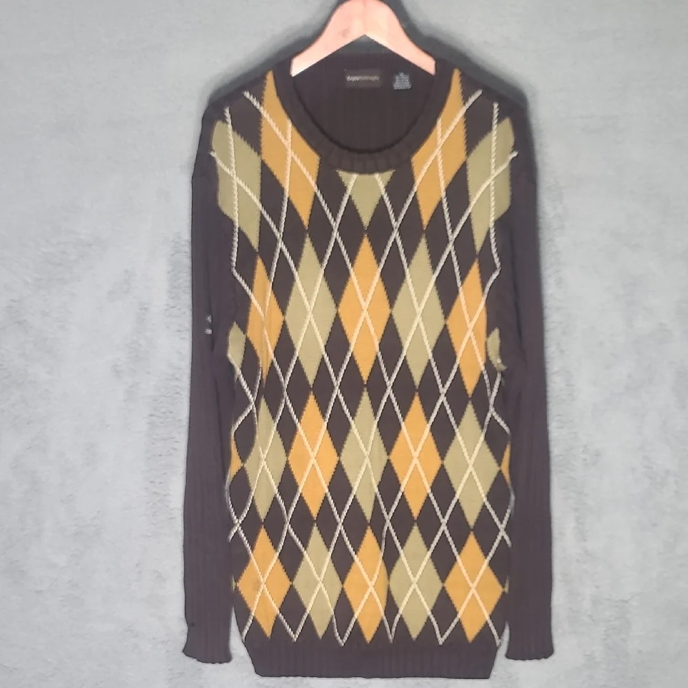 Enyce - Argyle Pattern Sweater - Black, Gold, Tan - Picture 1 of 7